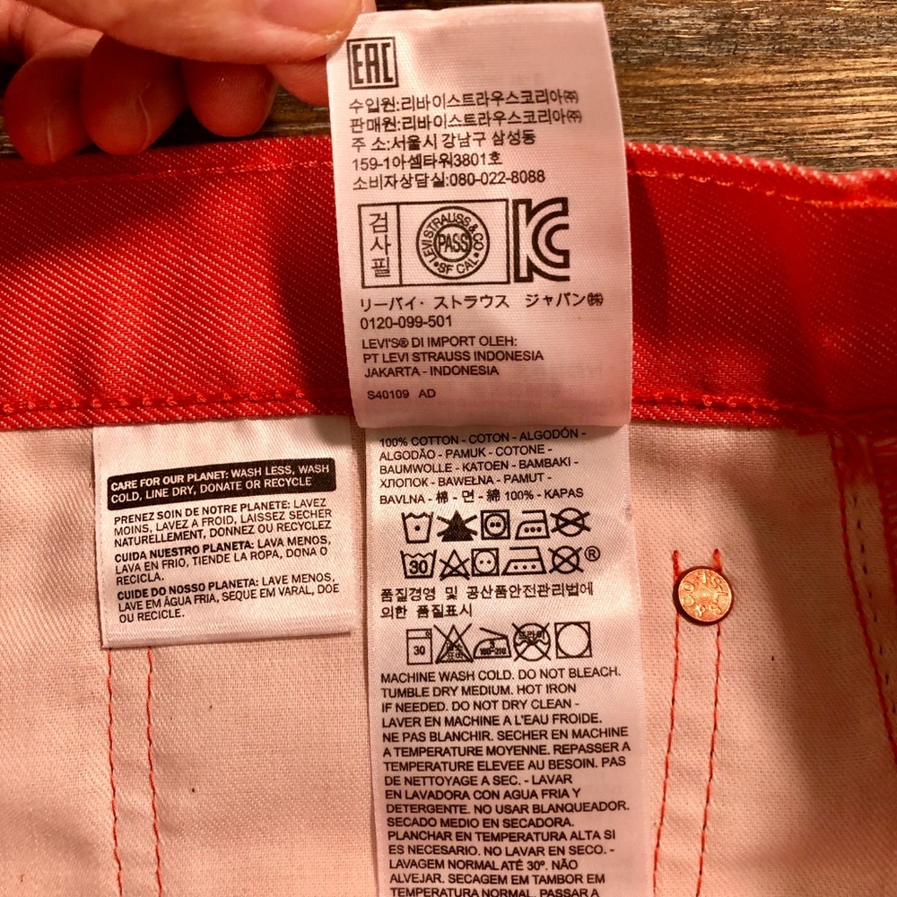 Levi's Pink 501 Original Shrink-To-Fit Jeans 34x32 - Picture 8 of 8